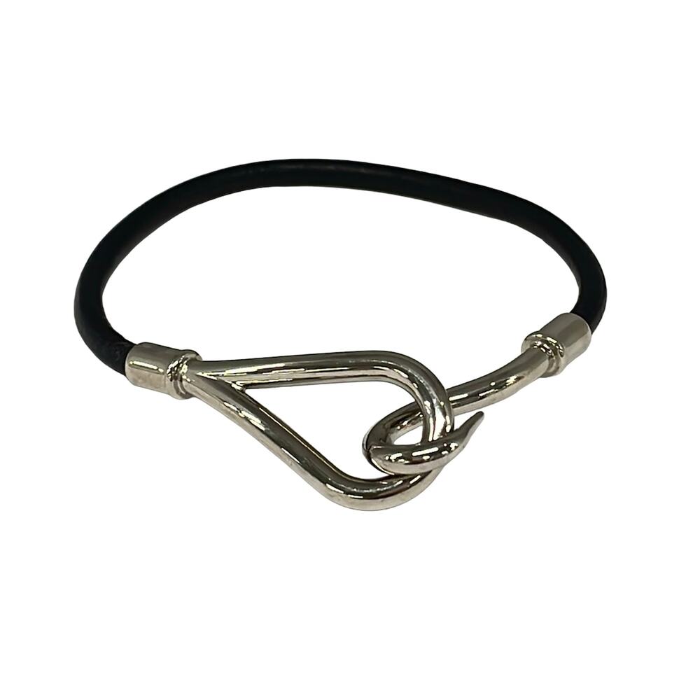 Hermès Jumbo Bracelet Black Silver Leather Hardware